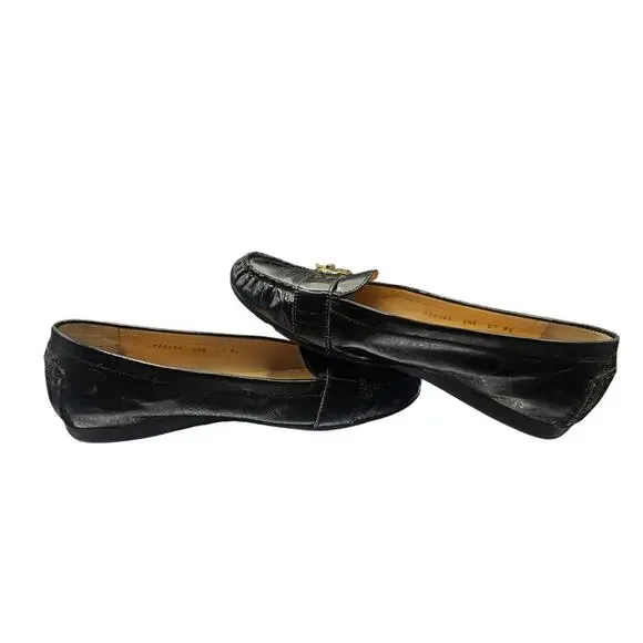 Cole Haan Patent Black Leather Shoes Talia Slip On Gold Hardware Sz 9.5 - Picture 5 of 9